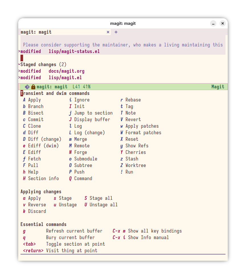 Magit help menu